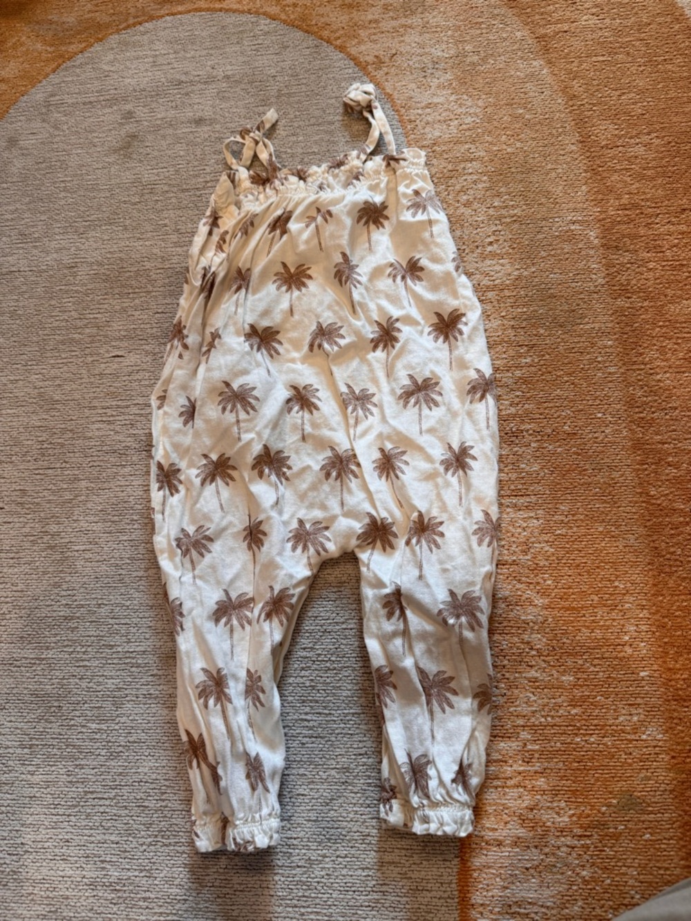 Rylee + Cru Cream Romper with Brown Palm Print